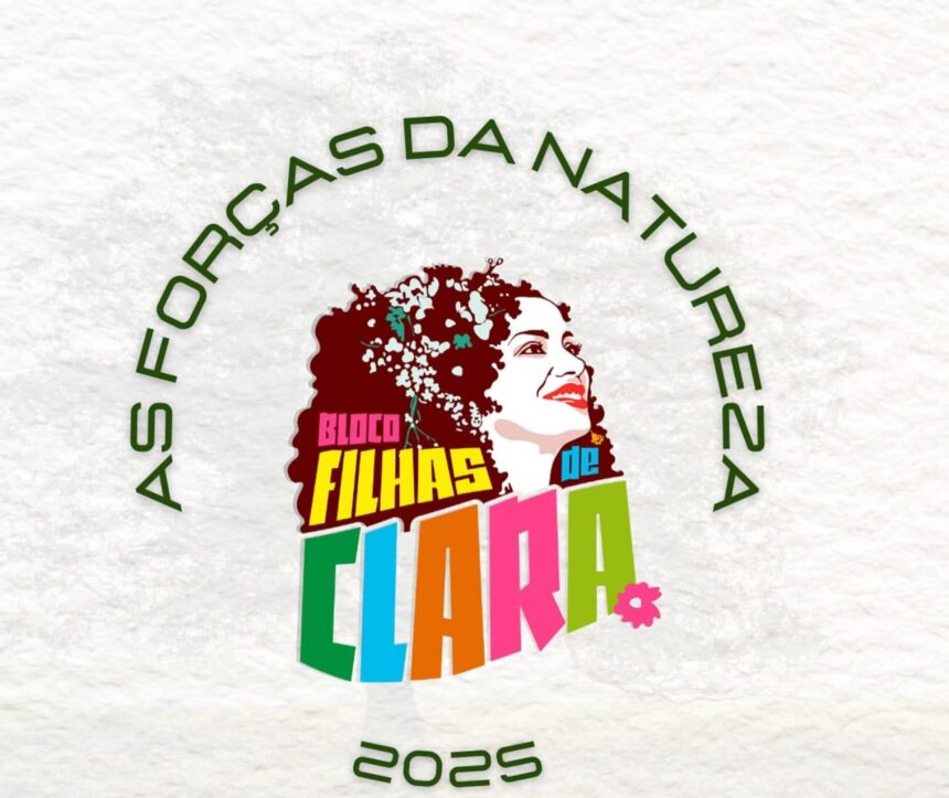 Desenho de uma mulher com os dizeres: Bloco filhas de Clara