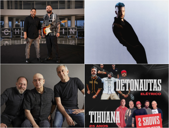 montagem de artistas de shows em agosto