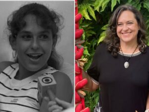 Laura Boaventura, aos 14 anos e, hoje, aos 50 anos.