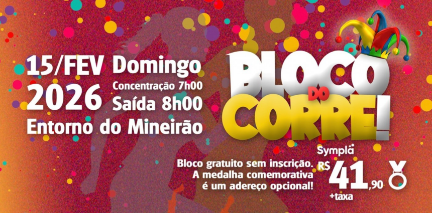 Carnaval + corrida em BH: Bloco do Corre 2026! tem entrada gratuita
