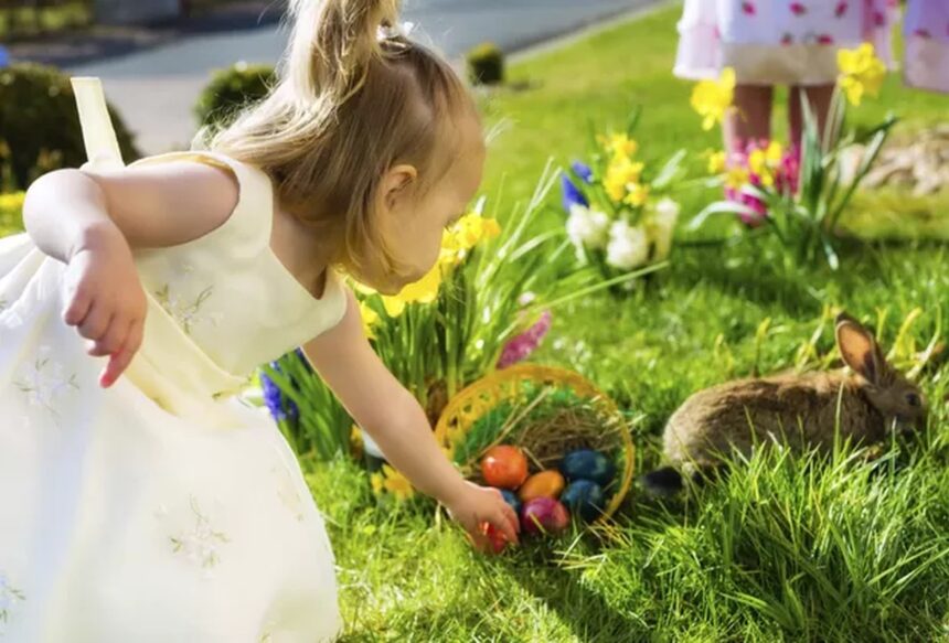 Criança se diverte em uma caça aos ovos, uma das atividades sugeridas para a Páscoa em Belo Horizonte