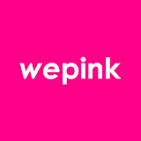 Logotipo da WePink em fundo rosa vibrante com letras brancas