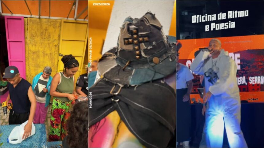 montagem com atividades do centro cultural