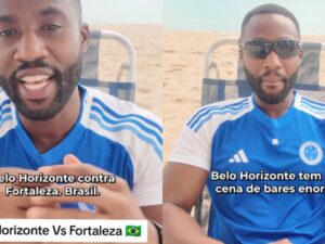 Influenciador britânico Keanu Campbell aparece em vídeo comparando Belo Horizonte e Fortaleza nas redes sociais.