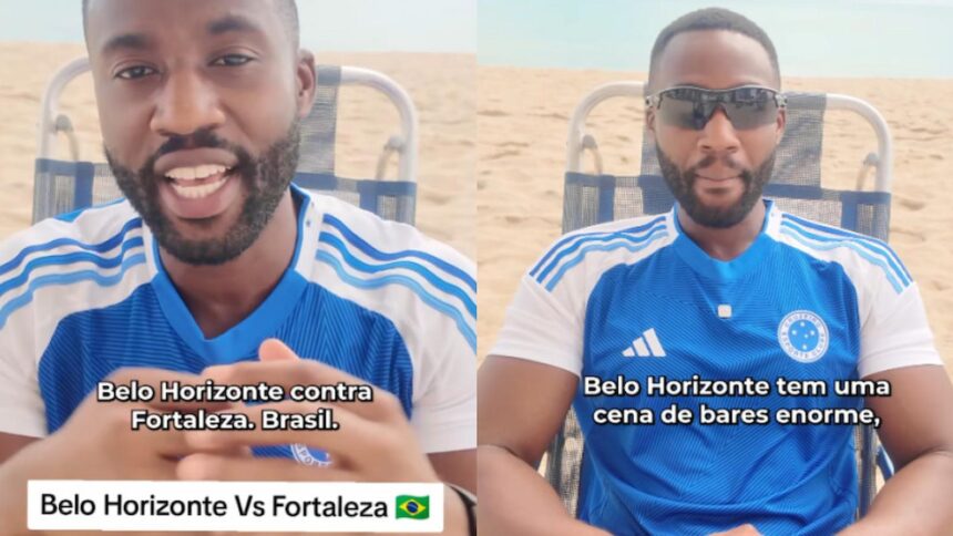Influenciador britânico Keanu Campbell aparece em vídeo comparando Belo Horizonte e Fortaleza nas redes sociais.
