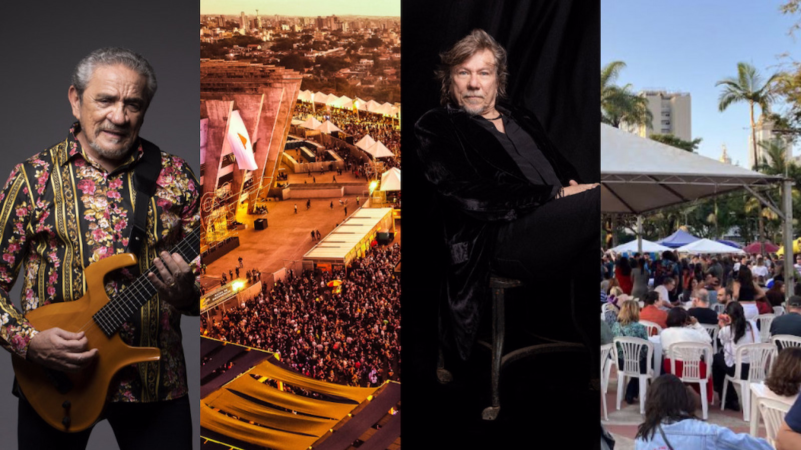 montagem com Zé Ramalho, festival na Praça, Lenine e Prime Rock