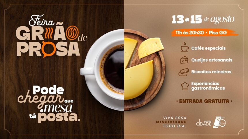 Feira Grão e Prosa reúne produtores artesanais e sabores de Minas Gerais no Shopping Cidade, em Belo Horizonte. Evento acontece entre os dias 13 e 15 de agosto