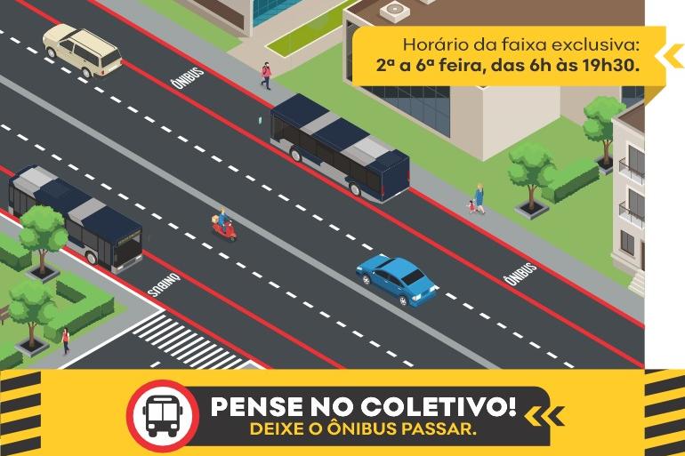 Faixas para ônibus na Avenida Afonso Pena, em Belo Horizonte