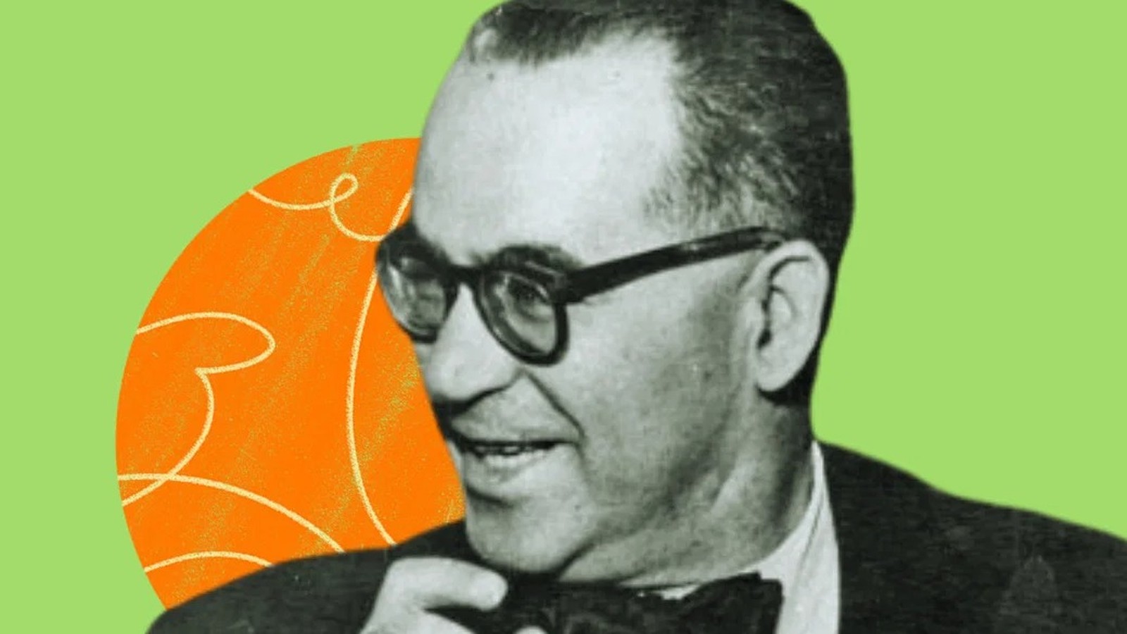 Retrato em preto e branco de João Guimarães Rosa sorrindo, de óculos e gravata borboleta